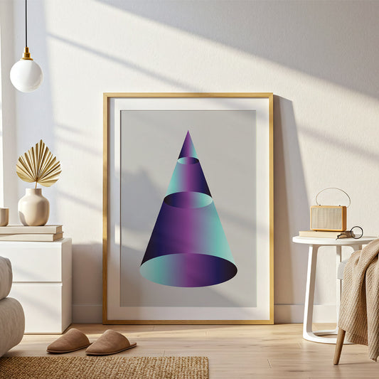 Framed abstract art piece on a wall in a modern interior setting