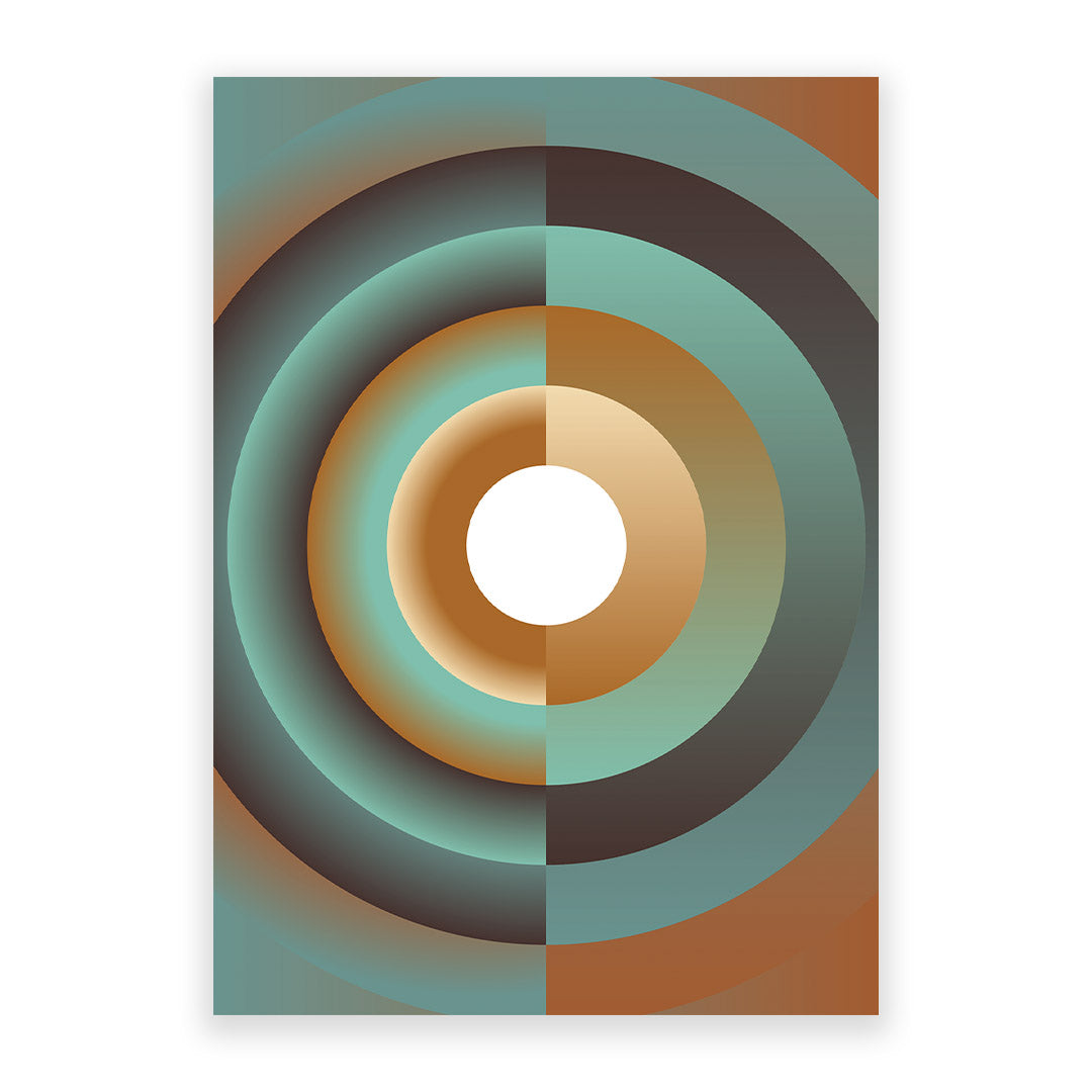 Abstract circular design with gradient colors on a white background