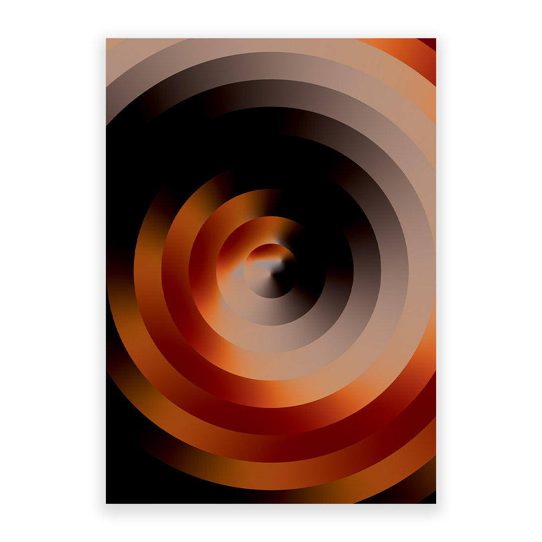 Abstract spiral design with brown and black colors on a white background