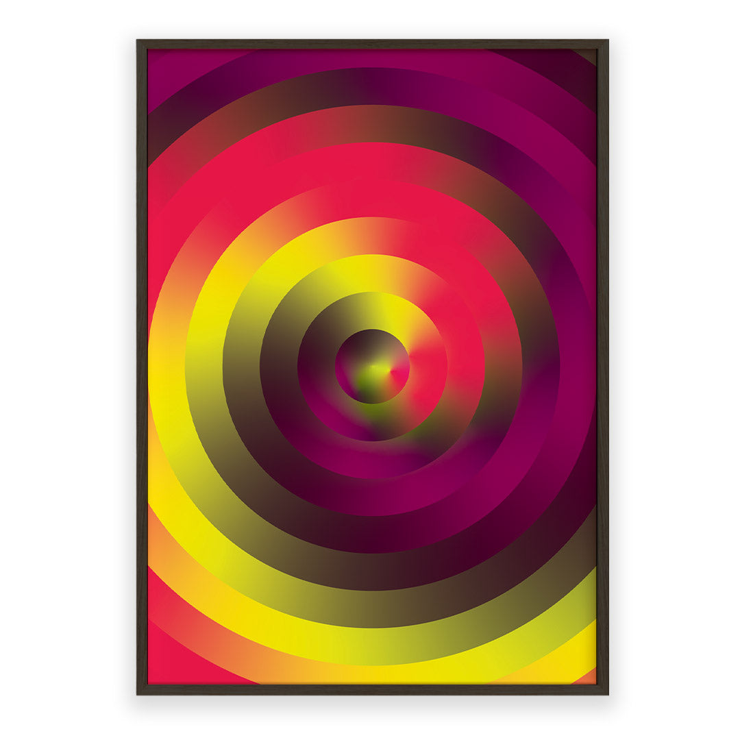 Colorful circular abstract design in a frame on a white background