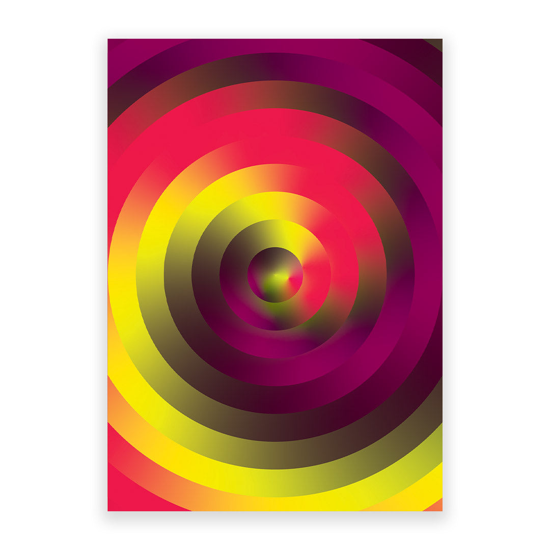 Colorful circular design poster on a white background