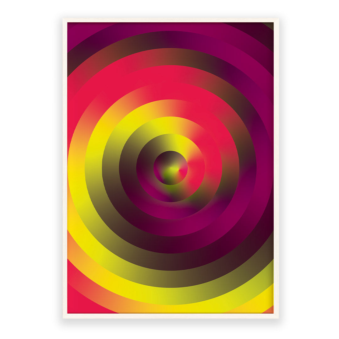 Colorful circular abstract design on a white background